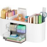 Stylish Desk Organizer with 3 Drawers - White