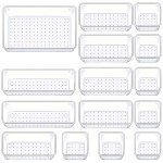 15-Piece Clear Plastic Drawer Organizer Set
