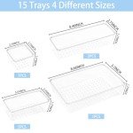 15-Piece Clear Plastic Drawer Organizer Set