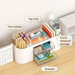Stylish Desk Organizer with 3 Drawers - White