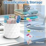 Sparkling Diamond Pen Holder Desk Organizer - White