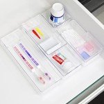 Clear Plastic Desk Drawer Organizers - Set of 6