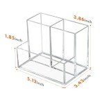 Clear Acrylic Desk Pen Holder with 3 Compartments