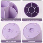 360-Degree Rotating Purple Desk Organizer with 7 Slots
