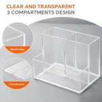 Clear Acrylic Desk Pen Holder with 3 Compartments