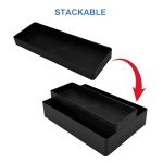 Black Plastic Desk Organizer - Half Accessory Tray