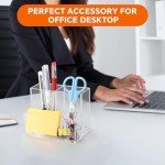 Clear Acrylic Desk Pen Holder with 3 Compartments