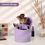 360-Degree Rotating Purple Desk Organizer with 7 Slots