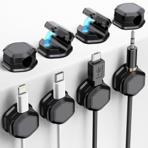 8 Magnetic Cable Clips - Desktop Cord Organizer