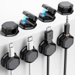 8 Magnetic Cable Clips - Desktop Cord Organizer