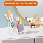 Clear Acrylic Desk Pen Holder with 3 Compartments