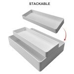 White Rectangular Plastic Desk Organizer Tray