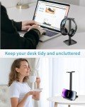 2-in-1 Headphone and Phone Stand - Black