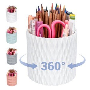 360° Rotating 5-Slot Pen Holder - White