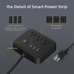 Power Strip Surge Protector USB Ports, Power Bar Outlets Ports Desktop Charging Station, Flat Plug, Wall Mount, Extension Cord,with Night Light Station for Cruise Ship,Home,Office, Black