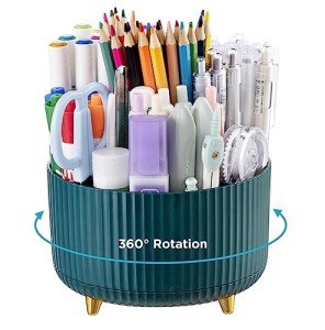 Cute 5-Slot Rotating Pencil Holder - Dark Green