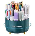Cute 5-Slot Rotating Pencil Holder - Dark Green