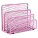 Pink Desk Mail Organizer with 3 Compartments