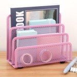 Pink Desk Mail Organizer with 3 Compartments