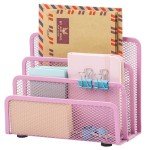 Pink Desk Mail Organizer with 3 Compartments