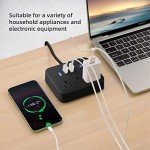 Power Strip Surge Protector USB Ports, Power Bar Outlets Ports Desktop Charging Station, Flat Plug, Wall Mount, Extension Cord,with Night Light Station for Cruise Ship,Home,Office, Black