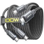 JSAUX 100W USB C to USB C Cable [2-Pack 6.6FT], Type C Fast Charging Cable Compatible with iPhone 16/16 Plus/16 Pro/16 Pro Max,iPhone 15 Series, Galaxy S24/S23/S22, Car Play, MacBook, iPad, Pixel-Grey