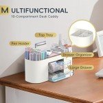 10-Compartment Desk Organizer with Pen Holder