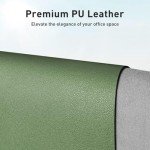 Olive Green Leather Desk Pad Protector Mat