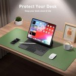Olive Green Leather Desk Pad Protector Mat