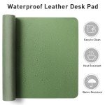 Olive Green Leather Desk Pad Protector Mat