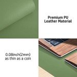 Olive Green Leather Desk Pad Protector Mat
