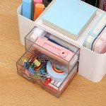 Plastic Desk Organizer with 2 Drawers - White