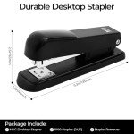 M&G Desktop Stapler with 1000 Staples, Black