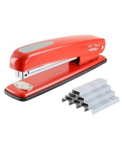 Red Stapler with 1000 Staples for Office