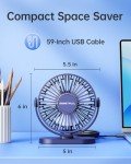 Mini USB Desk Fan - 3 Speeds, 360° Rotation