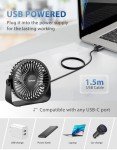 Mini USB Desk Fan - 3 Speeds, 360° Rotation