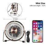 4-Inch USB Mini Desk Fan - Metal & Quiet