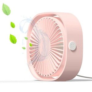 Quiet USB Desk Fan - Mini Portable Cooling (Pink)