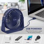 Compact 5-Inch USB Desk Fan - Navy Blue