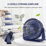 Compact 5-Inch USB Desk Fan - Navy Blue