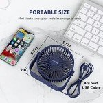 Compact 5-Inch USB Desk Fan - Navy Blue