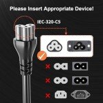 Huanchain 3ft 2 Pack 3 Prong Power Cord for Computer TV Monitor AC PC LG LED LCD Smart 1080p HDTV, Power Cable for Samsung Dell Hp Asus Sony Toshiba Lenovo Acer Printer Laptop Charger Universal Cord