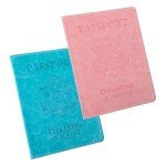 2-Pack Leather Passport Holder Wallets - Pink & Blue