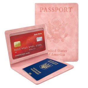 Passport Holder & Vaccine Card Case Combo (Pink)