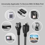 Huanchain 3ft 2 Pack 3 Prong Power Cord for Computer TV Monitor AC PC LG LED LCD Smart 1080p HDTV, Power Cable for Samsung Dell Hp Asus Sony Toshiba Lenovo Acer Printer Laptop Charger Universal Cord