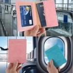 2-Pack Leather Passport Holder Wallets - Pink & Blue