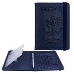 Navy Blue RFID Passport Holder with Photo Slot