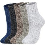Clothclose 5 Pairs Wool Socks - Warm Wool Socks For Women/Men, Super Soft Crew Socks Boot Socks, Thick Knit Cozy Socks
