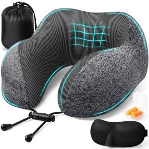 Cozy Travel Pillow Set with Eye Mask & Earplugs