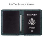 Dark Green RFID Passport Holder with Pen Slot